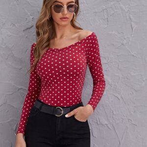 Dark red dots shirt