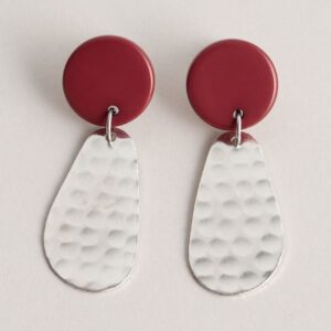 Red silver earrings