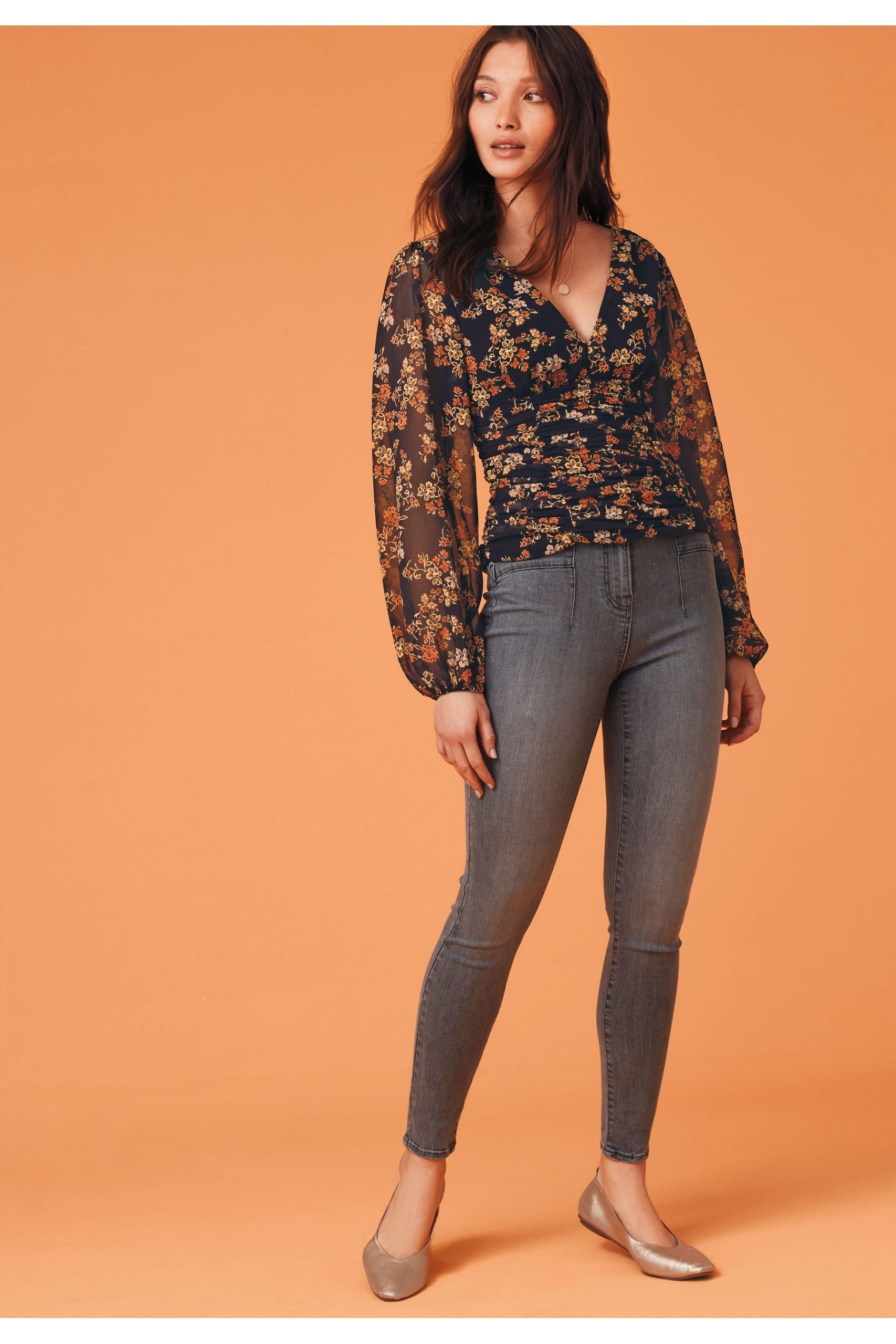 Floral silk top