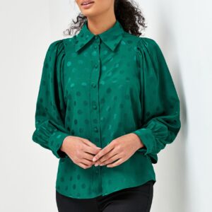 Green silk blouse